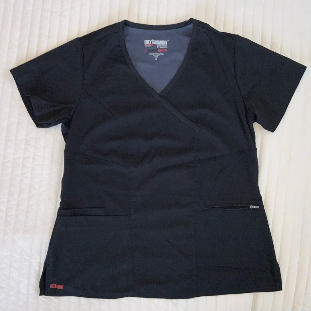 Grey’s Anatomy Black Three Pocket Scrub Top